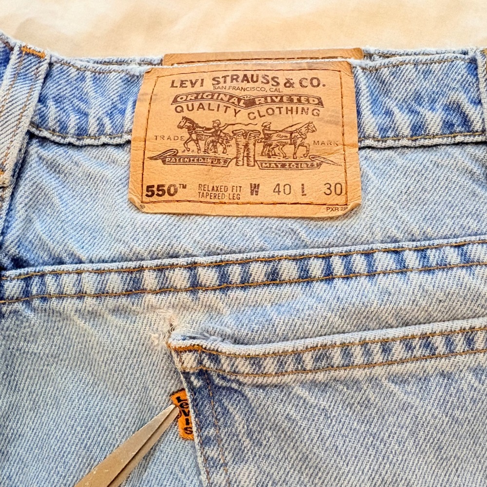 3 Pk Vintage Levis 550 Orange Tab Relaxed Tapered Jeans Light Wash‎ 40x30 Mens - Picture 3 of 11